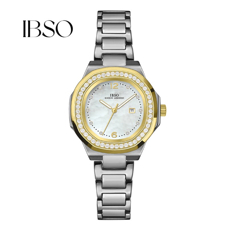 Ibso Aibisino New Square Large Dial Steel Strap Women'S Strap Calendar Shell Diamond Factory - Image 1